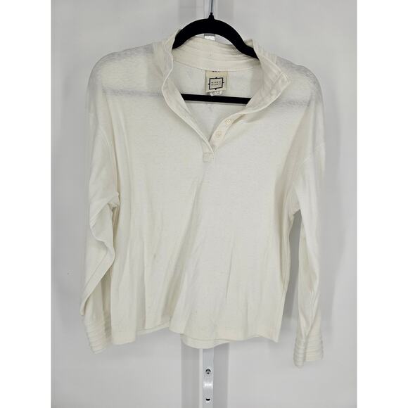Mixed Blues Women's Long Sleeve Collared Cream Button T-shirt Top Size L - Picture 1 of 4